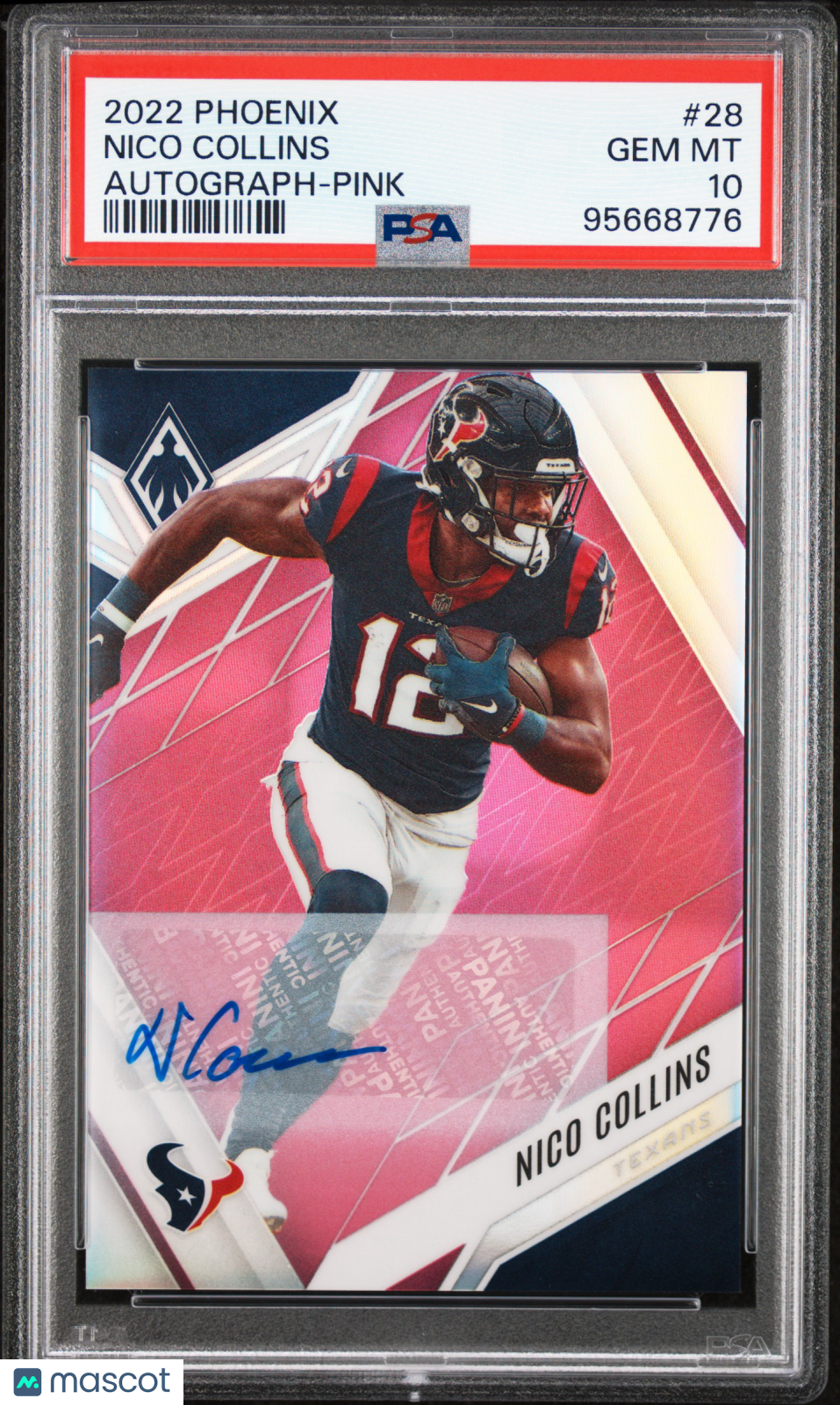 2022 Panini Phoenix Nico Collins #28 Autograph Pink PSA 10