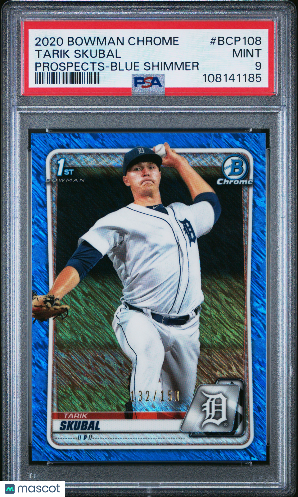 2020 Bowman Chrome Prospects Tarik Skubal #BCP108 Blue Shimmer 32/150 PSA 9