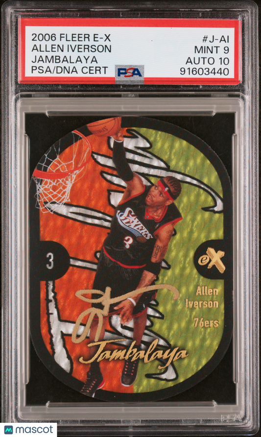 2006 Fleer E-X Jambalaya Allen Iverson #J-AI PSA 9 10 Auto
