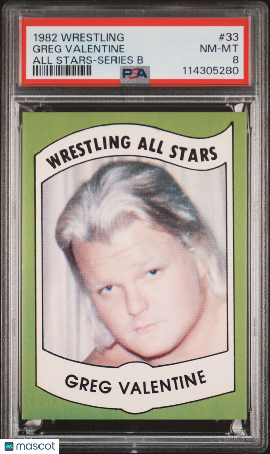 1982 Wrestling All-Stars-Series B Greg Valentine #33 Rookie PSA 8