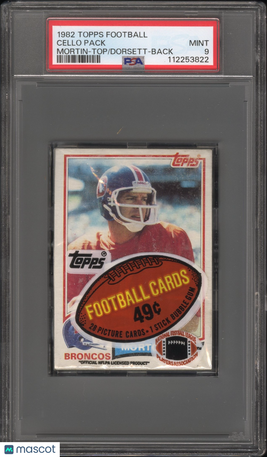 1982 Topps Football Cello Pack Cello Pack Mortin Dorsett Back PSA 9