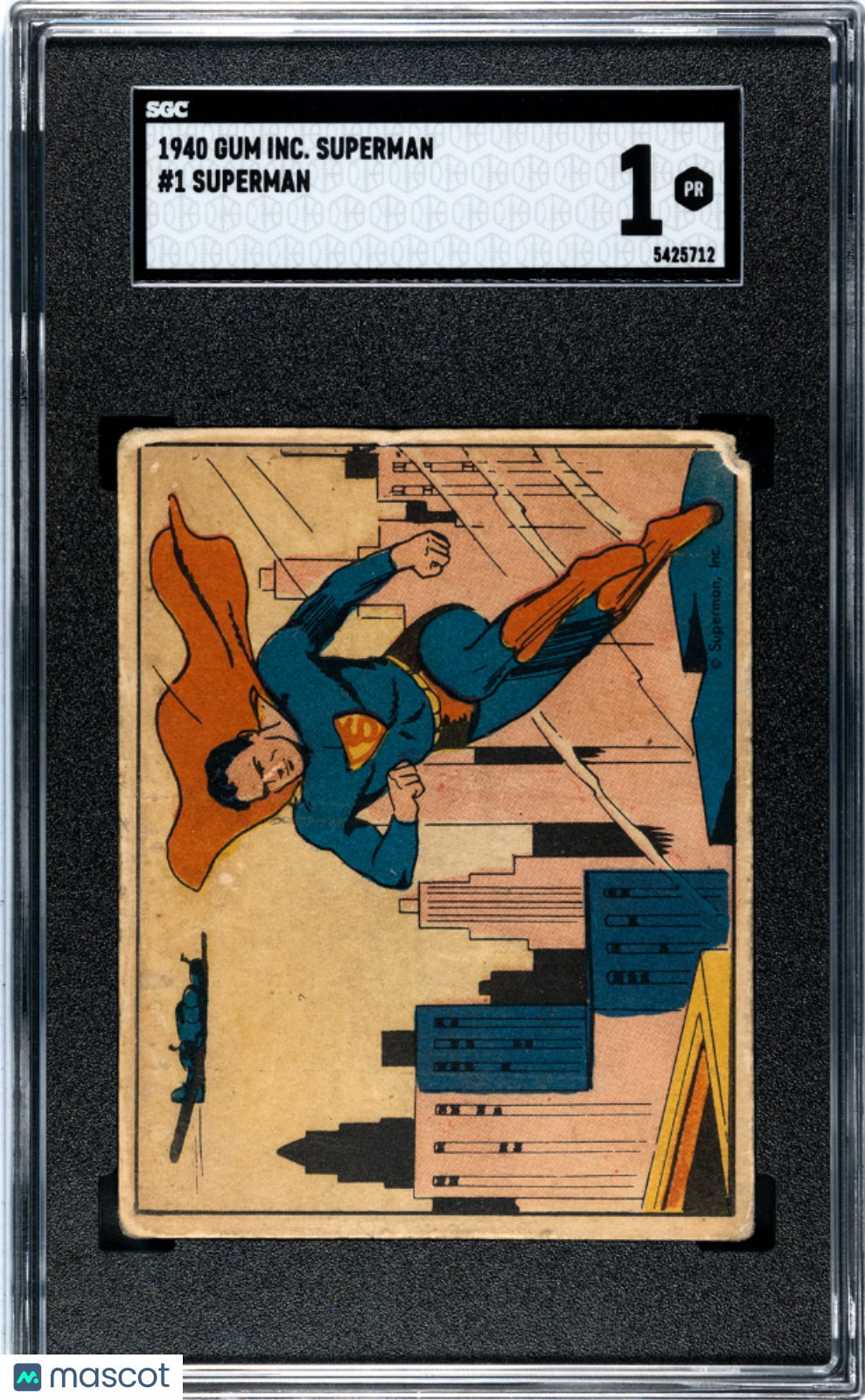 1940 Gum Inc. Superman Rookie Card RC #1 SGC 1