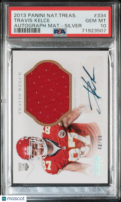 2013 Panini National Treasures Travis Kelce #334 Autograph Silver 40/99 PSA 10