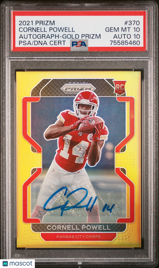 2021 Panini Prizm Cornell Powell #370 Autograph Gold PSA 10