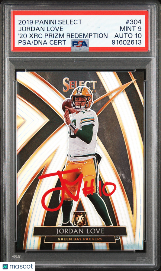 2019 Panini Select 2020 XRC Prizm Jordan Love #304 PSA 9 10 AUTO RED INK RARE