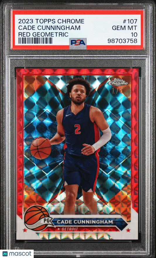 2023 Topps Chrome Cade Cunningham #107 /5 Red Geometric PSA 10