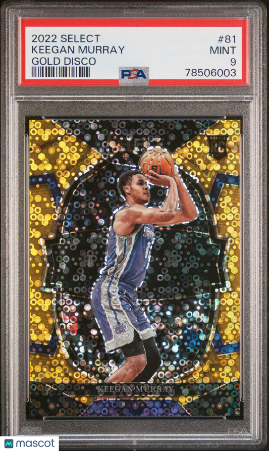 2022 Panini Select Keegan Murray #81 Gold Disco #4/10 PSA 9