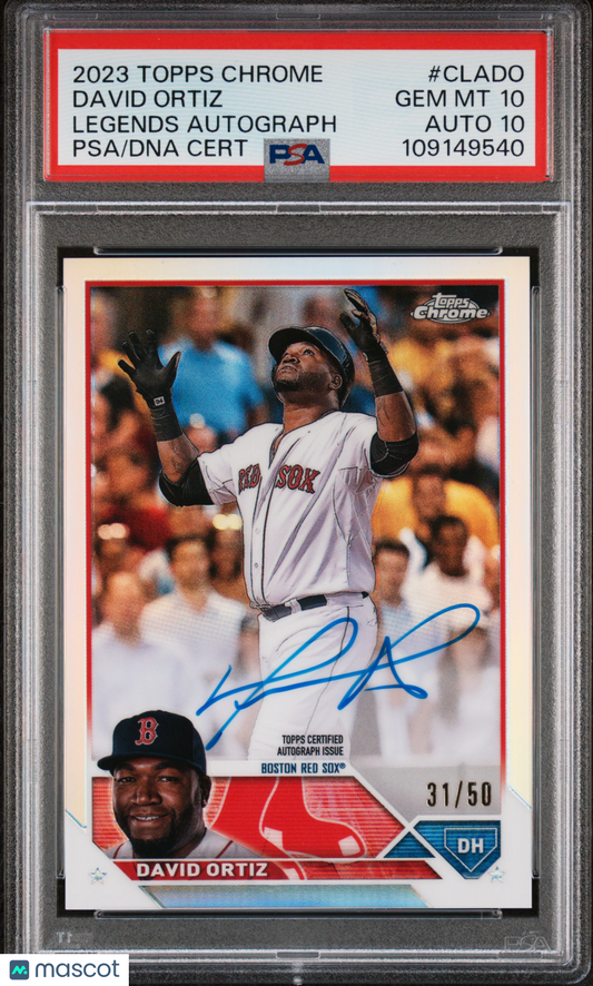 2023 Topps Chrome Topps Chrome Legends Autograph David Ortiz #CLADO 31/50 PSA 10