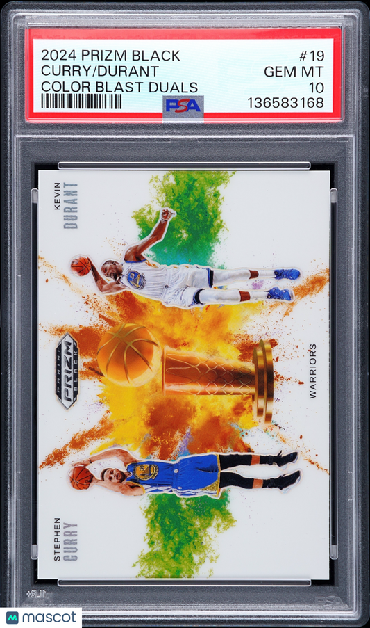 2024 Panini Prizm Black Color Blast Duals Durant Curry #19 PSA 10