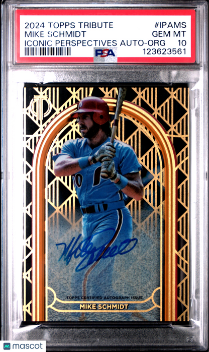2024 Topps Tribute Iconic Perspectives Autographs Mike Schmidt #IPAMS Org PSA 10
