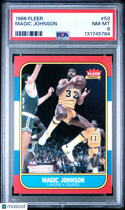 1986 Fleer Magic Johnson #53 PSA 8 CENTERED