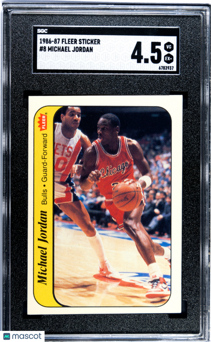 1986 Fleer Sticker Michael Jordan #8 SGC 4.5