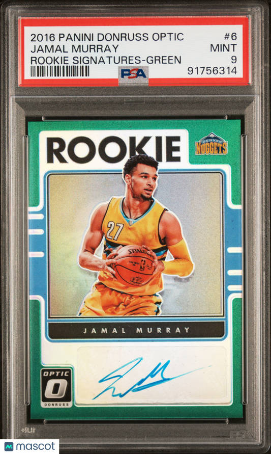 2016 Panini Donruss Optic Rookie Signatures #4/5 Jamal Murray #6 Green PSA 9