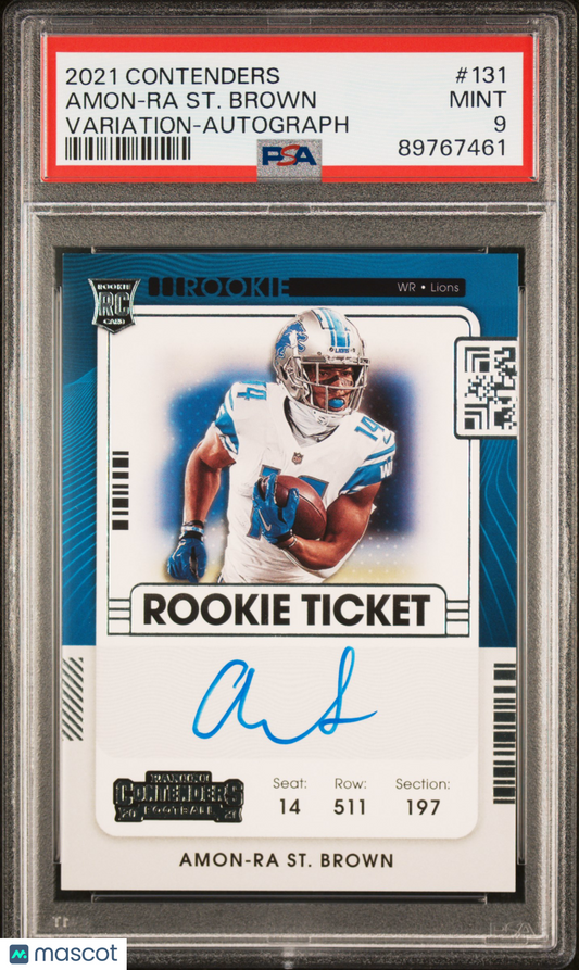 2021 Panini Contenders Amon-Ra ST. Brown #131 Variation Autograph PSA 9