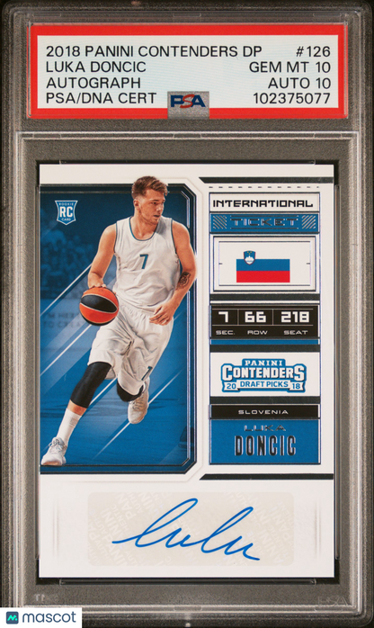 2018 panini contenders draft picks Luka Doncic #126 Autograph PSA 10 10 AUTO