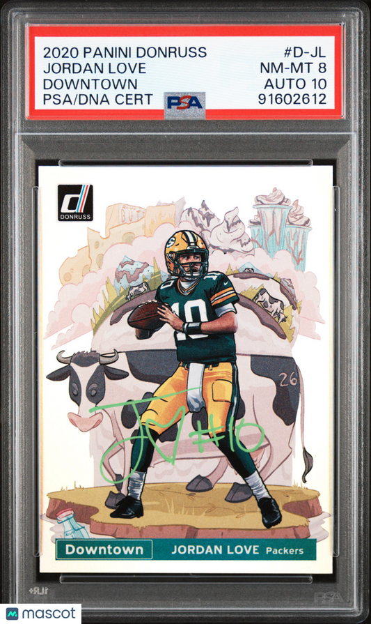 2020 Panini Donruss Downtown Jordan Love #D-JL PSA 8 10 AUTO ROOKIE RC