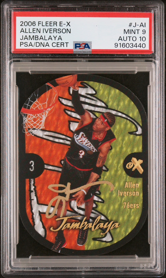 2006 Fleer E-X Jambalaya Allen Iverson #J-AI PSA 9 10 Auto