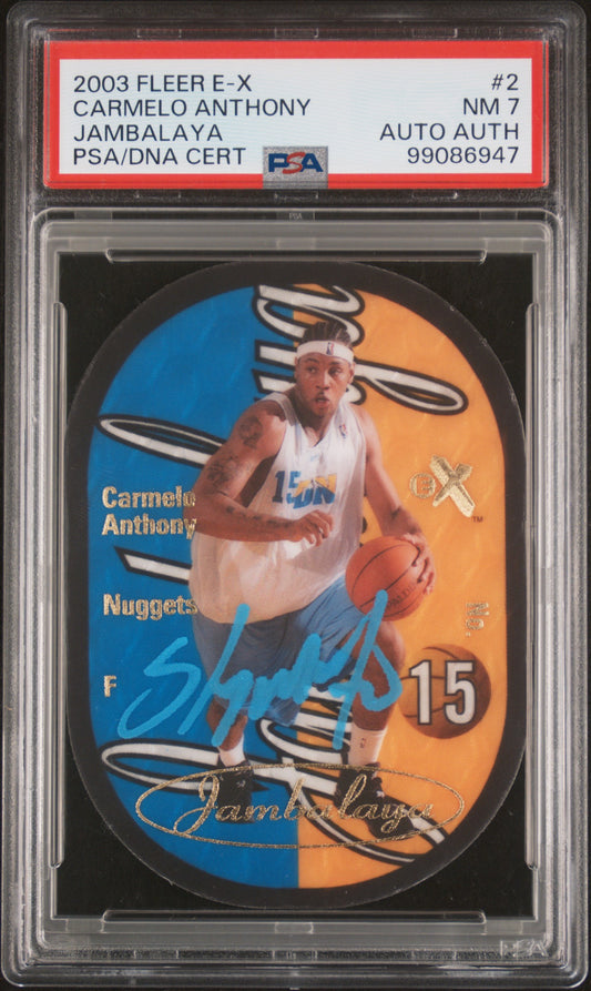 2003 Fleer E-X Jambalaya Carmelo Anthony ROOKIE #2 PSA 7 AUTOGRAPH