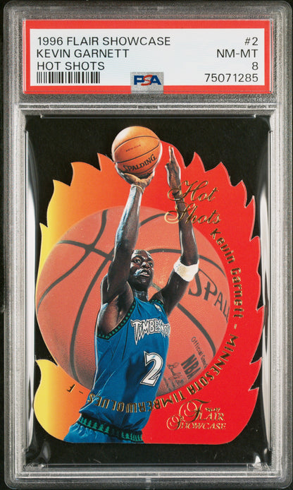 1996 Flair Showcase Hot Shots Kevin Garnett #2 PSA 8