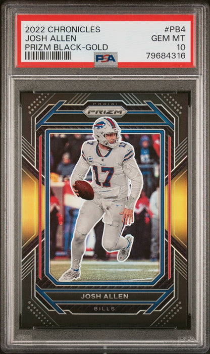 2022 Panini Chronicles Prizm Black Josh Allen #PB4 Prizm Black Gold PSA 10