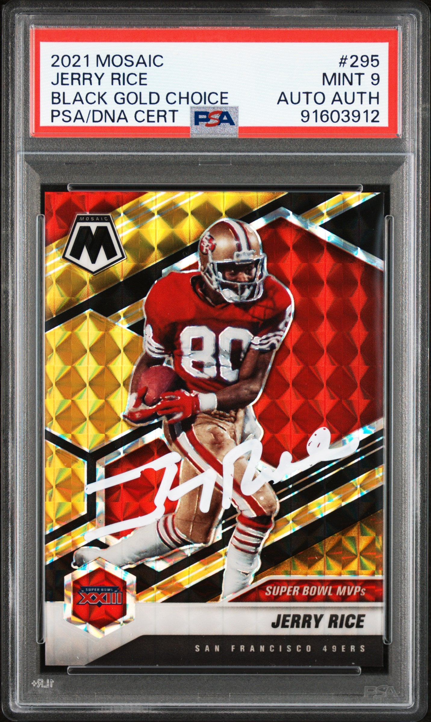 2021 Panini Mosaic Black Gold #3/8 Jerry Rice #295 PSA 9