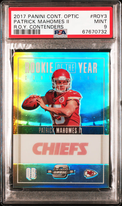 2017 Panini Contenders Optic Rookie Of The Year Contenders Patrick Mahomes II #ROY3 R. O. Y. PSA 9