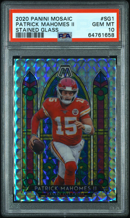 2020 Panini Mosaic Stained Glass Patrick Mahomes II #SG1 Stained Glass PSA 10