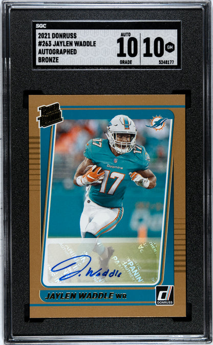 2021 Donruss Jaylen Waddle #263 Autograph Bronze SGC 10/10 Auto