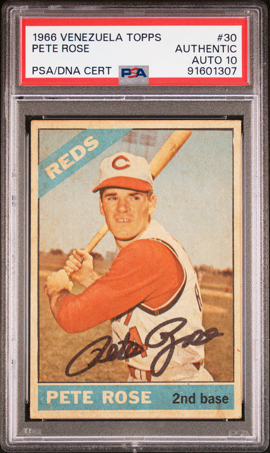 1966 Venezuela Topps Pete Rose #30 PSA/DNA Authentic Autograph PSA 10